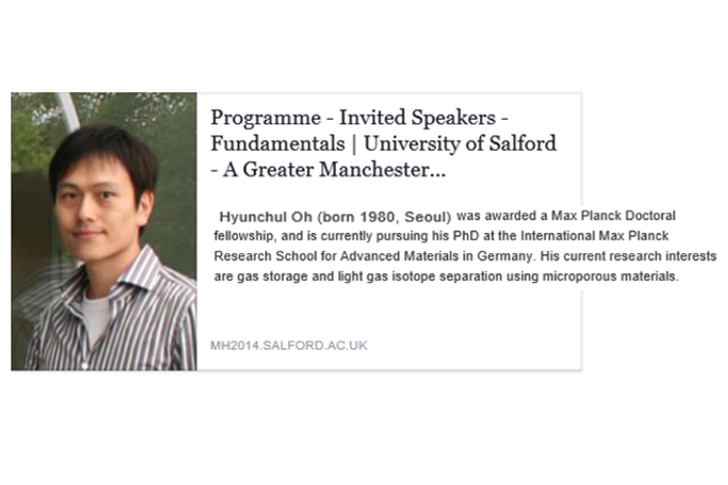 3. Invited speaker, 14th International Symposium on Metal-Hydrogen Systems