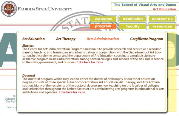 Web Design: Florida State University Art Education Department Website