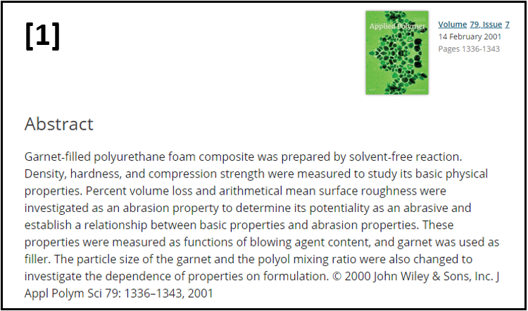 Physical Properties of Garnet-filled Polyurethane Foam Composite
